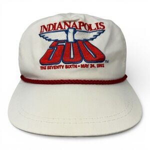Vintage Indianapolis 500 76th Race 1992 Snapback Rope Hat White K Products 90s